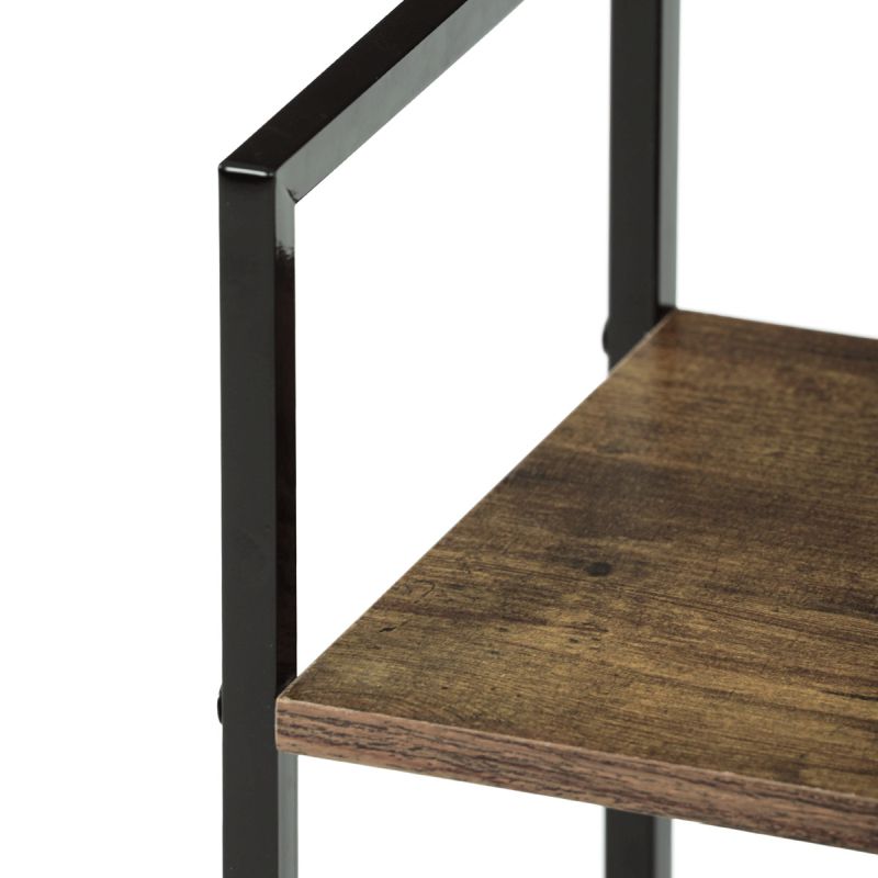 Regál, 5 políc, dekor staré drevo-čierny lak s výstuhou v tvare X