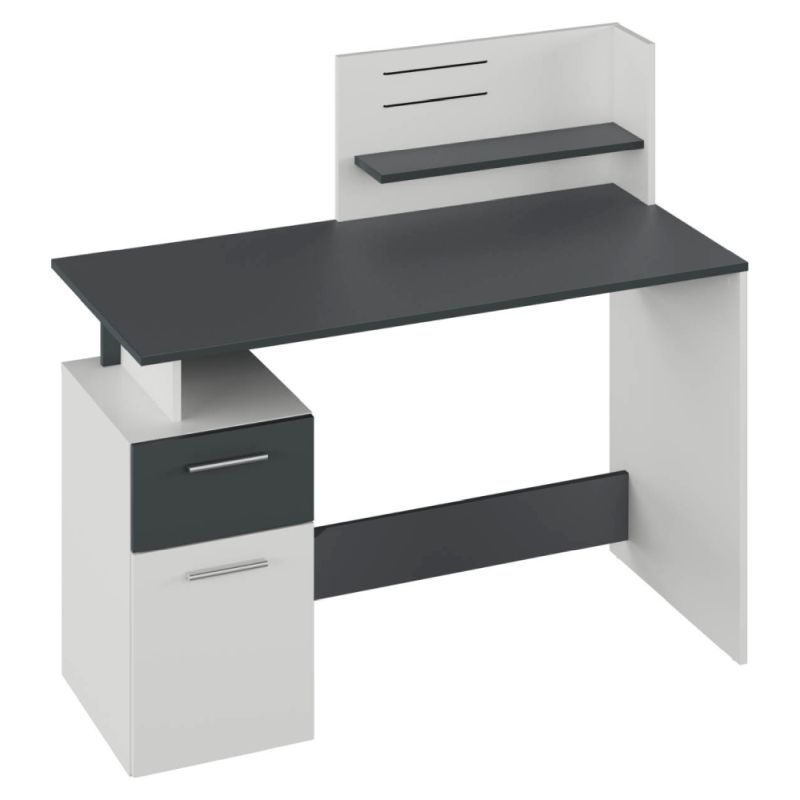 PC stôl z fóliovanej drevotriesky, biela/grafit