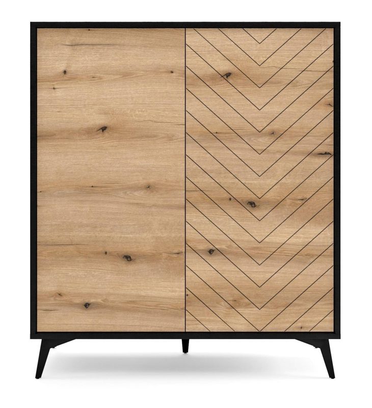 Elegantná moderná komoda KD104 čierna-dub evoke