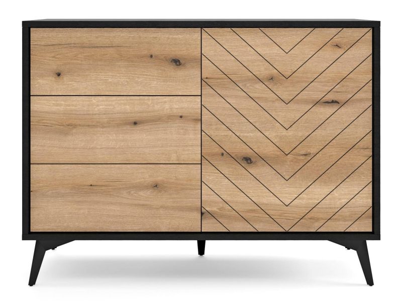 Elegantná moderná komoda KSZ104 čierna-dub evoke