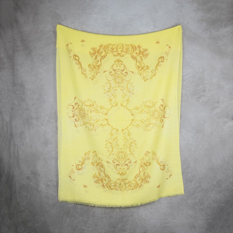 Zimný šál z Merino vlny so vzorom ORNAMENT YELLOW
