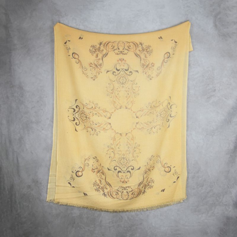 Zimný šál z Merino vlny so vzorom ORNAMENT ORANGE