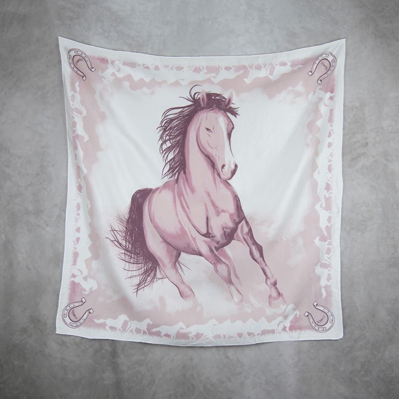 Hodvábna šatka RUŽOVÝ KÔŇ, 80 x 80cm