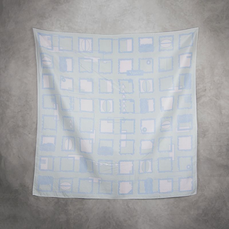 Hodvábna šatka ŠTVORCE MODRÝ MIX, 85 x 85cm
