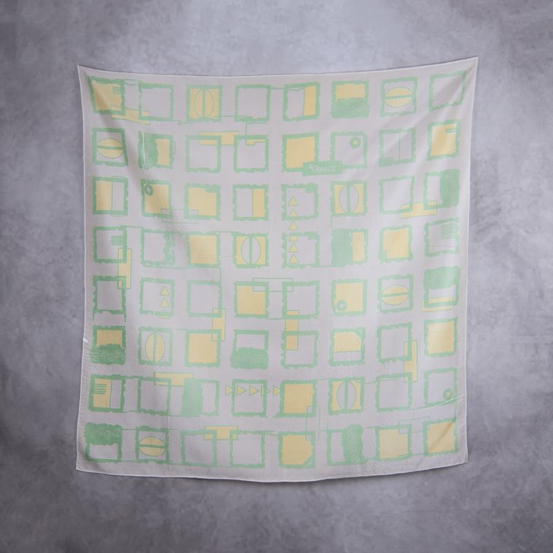 Hodvábna šatka ŠTVORCE ZELENÝ MIX, 85 x 85cm
