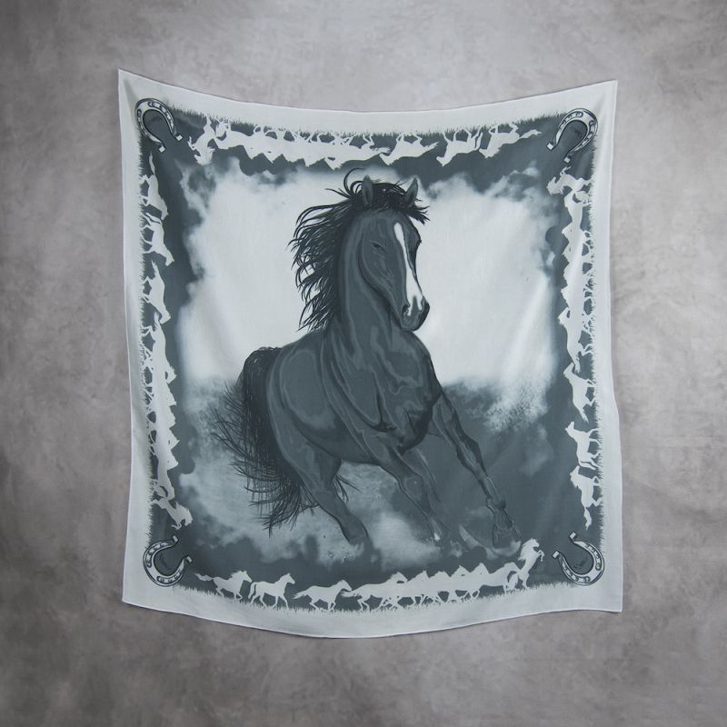 Hodvábna šatka TMAVO ŠEDÝ KÔŇ, 85 x 85cm