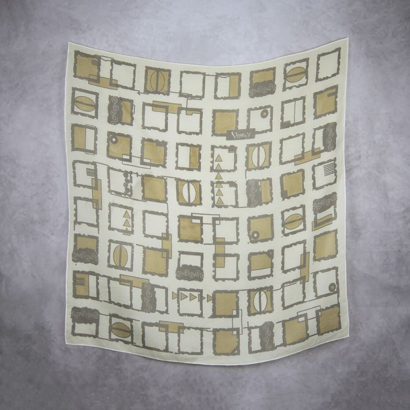 Hodvábna šatka KHAKI ŠTVORCE, 85 x 85cm