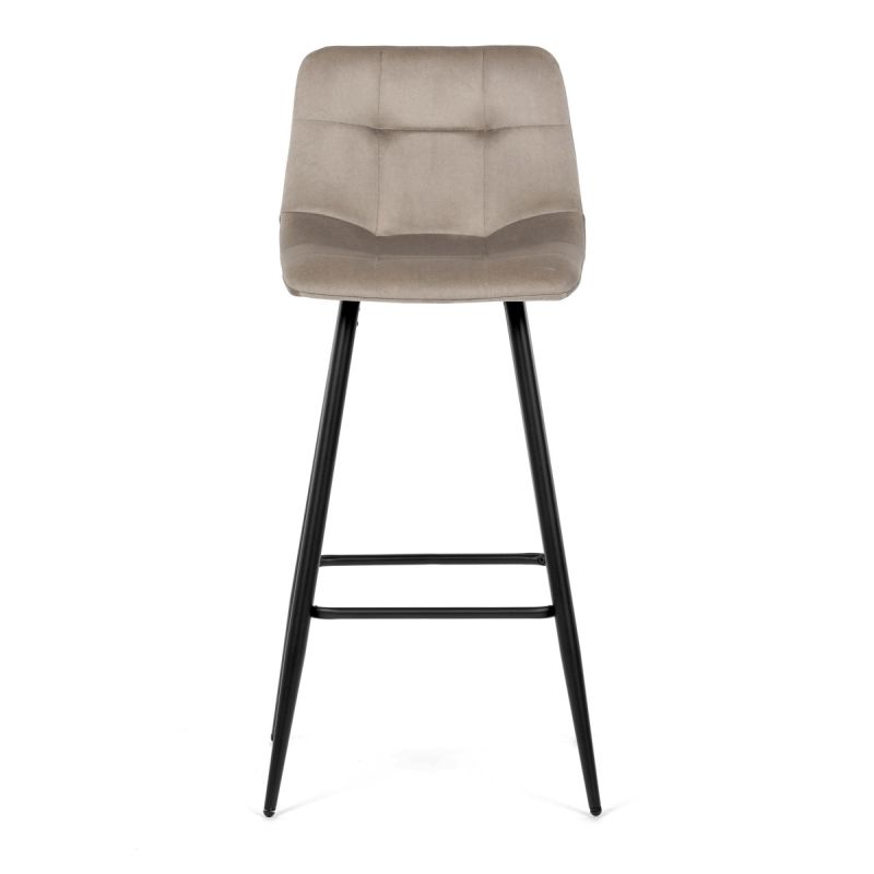 Barová stolička cappuccino látka, štvornohá kovová podnož