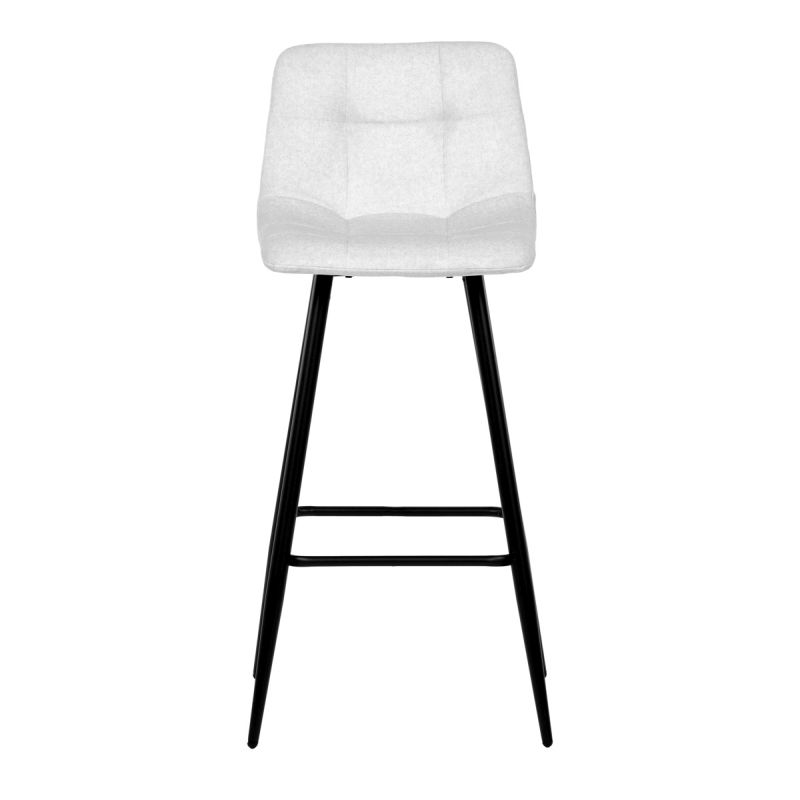 Barová stolička biela látka, štvornohá kovová podnož