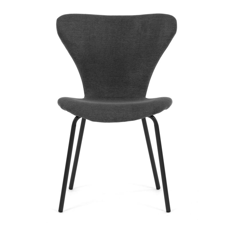 Moderná stolička do jedálne, sivá látka, nohy čierne