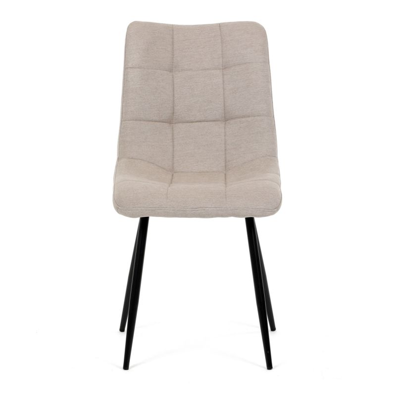 Stolička jedálenská, čalúnená cappucino látkou, čierne kovové nohy