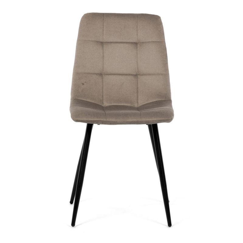 Čalúnená jedálenská stolička, cappucino látka, čierny kov