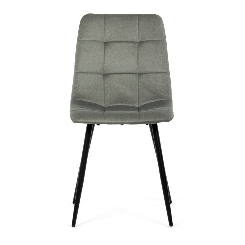 Čalúnená jedálenská stolička, zelená látka, čierny kov