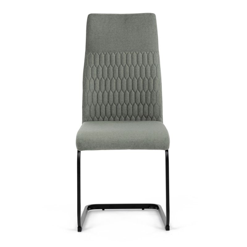 Čalúnená jedálenská stolička, zelená látka, čierna pohupovacia podnož