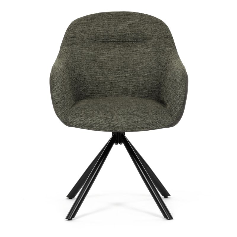 Otočná jedálenská stolička, zelená a tmavo šedá látka