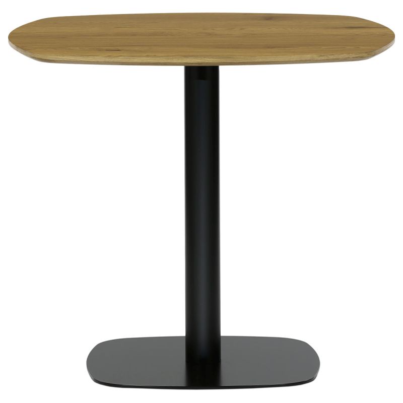 Jedálenský stôl 80x80, doska MDF, dekor dub, čierny kov