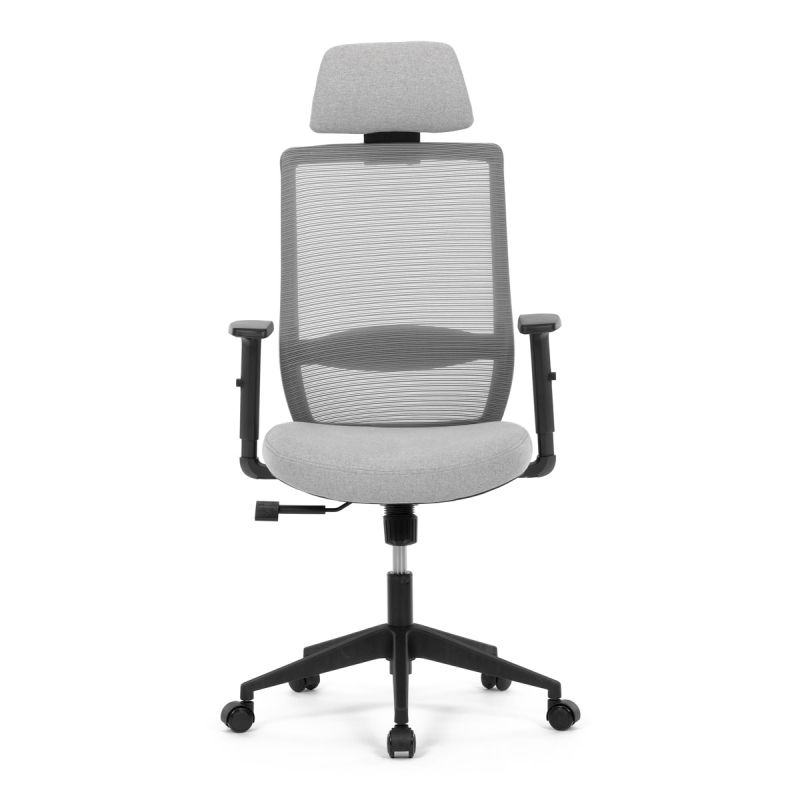 Moderné kancelárske kreslo, sivá MESH sieťovina, sivá látka