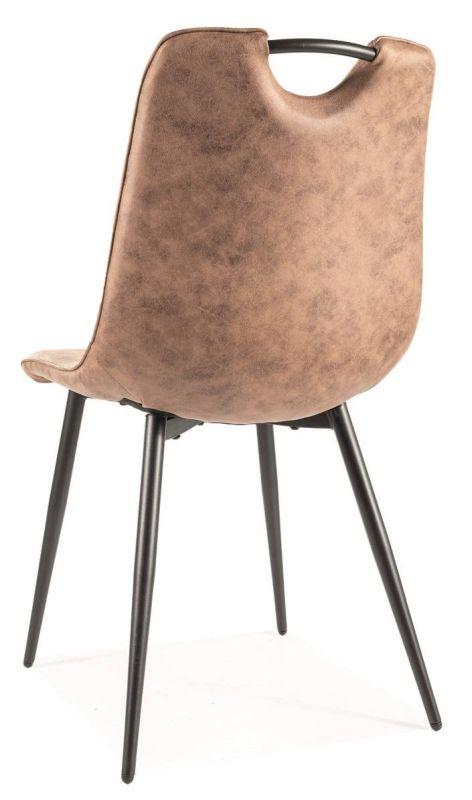 Elegantná zamatová stolička, čierny kov-látka hnedá tap. 212