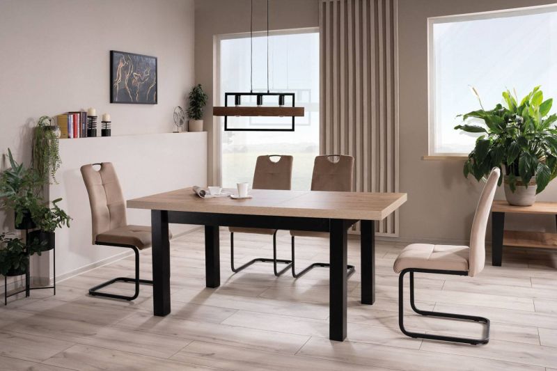 Štýlová moderná stolička, čierny mat-béžová bluvel 28