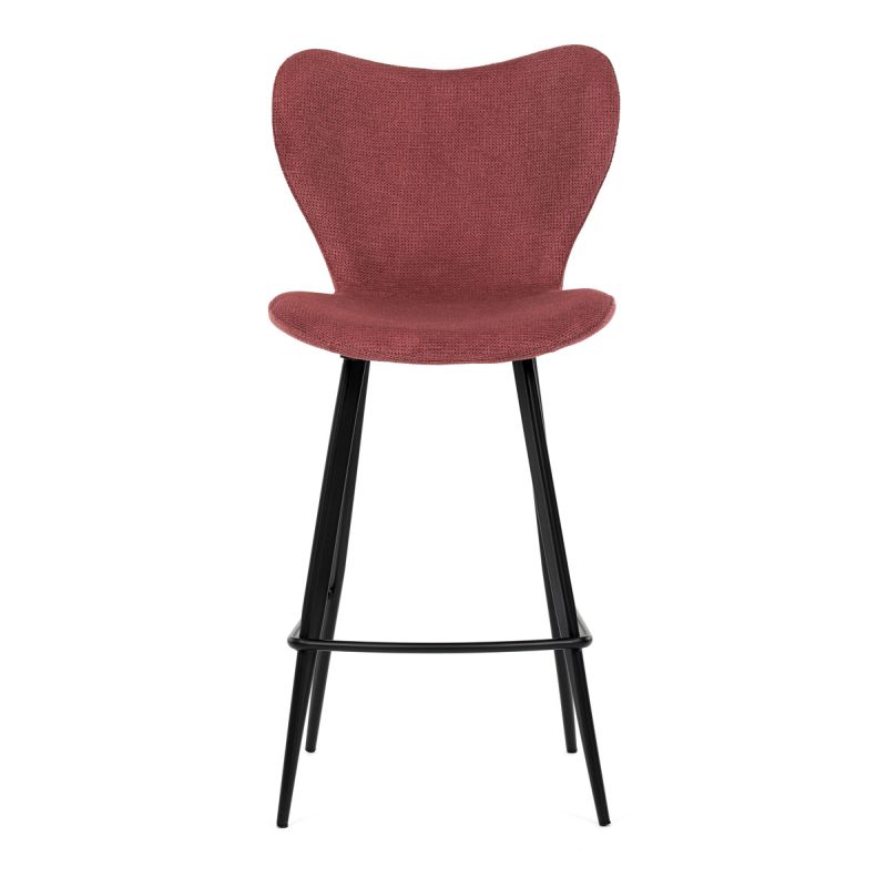 Stolička barová, červená látka, čierna podnož
