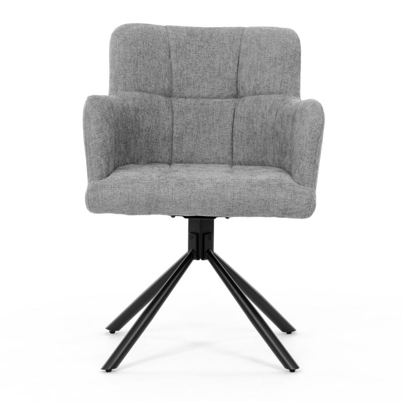 Jedálenská stolička čalúnená sivou látkou, otočný mechanizmus
