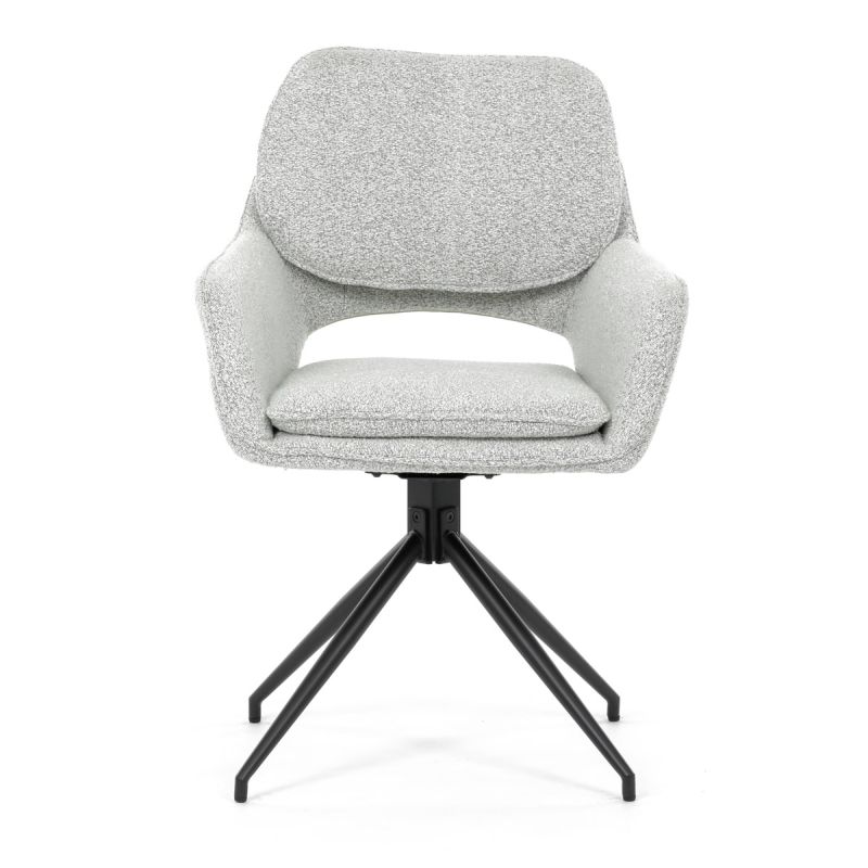 Jedálenská stolička čalúnená krémovou látkou, otočný mechanizmus