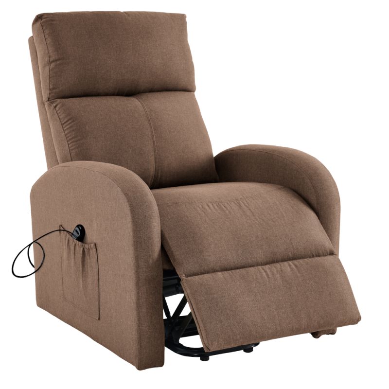 Pohodlné elektrické relaxačné polohovacie kreslo s podnožou svetlohnedé