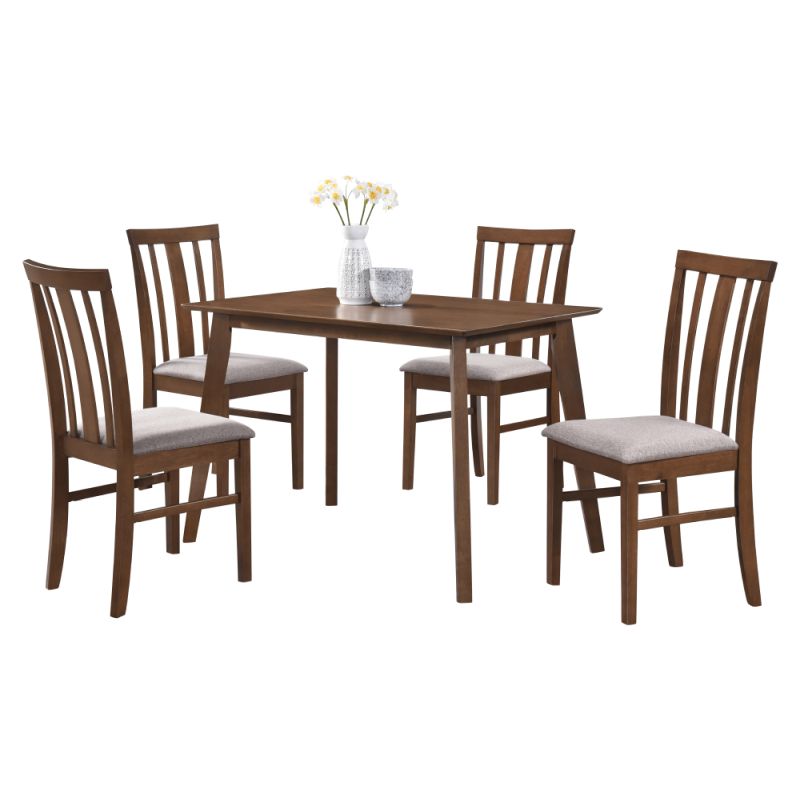 Jedálenský set z kaučukového dreva 1+4 v orechovom prevedení