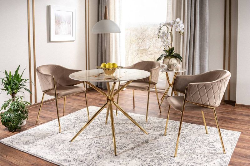 Okrúhly jedálenský stôl 90, zlatá-biely