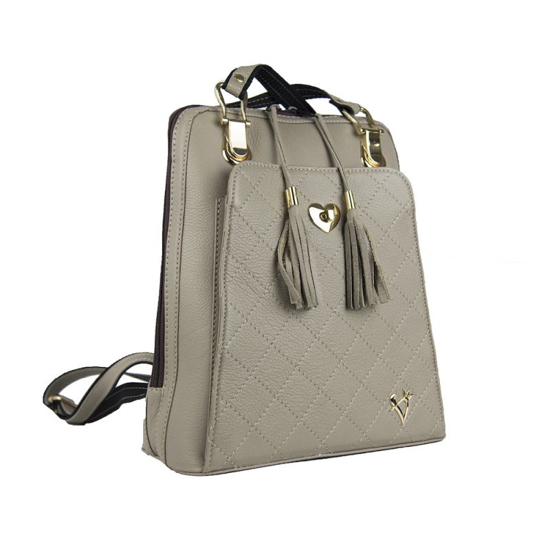 Luxusný kožený ruksak z pravej hovädzej kože 8668 v khaki farbe