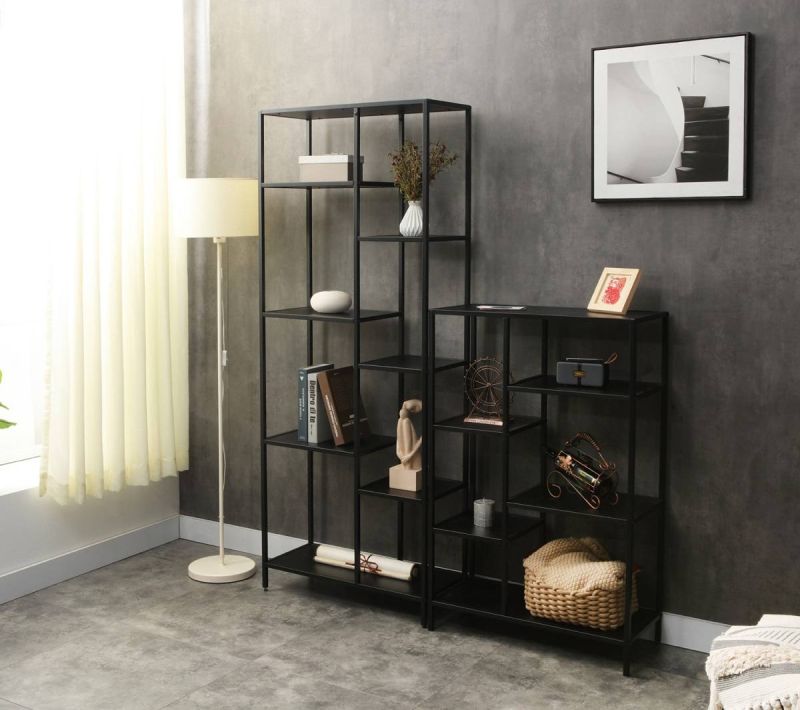 Lacný policový regál, čierna-čierna