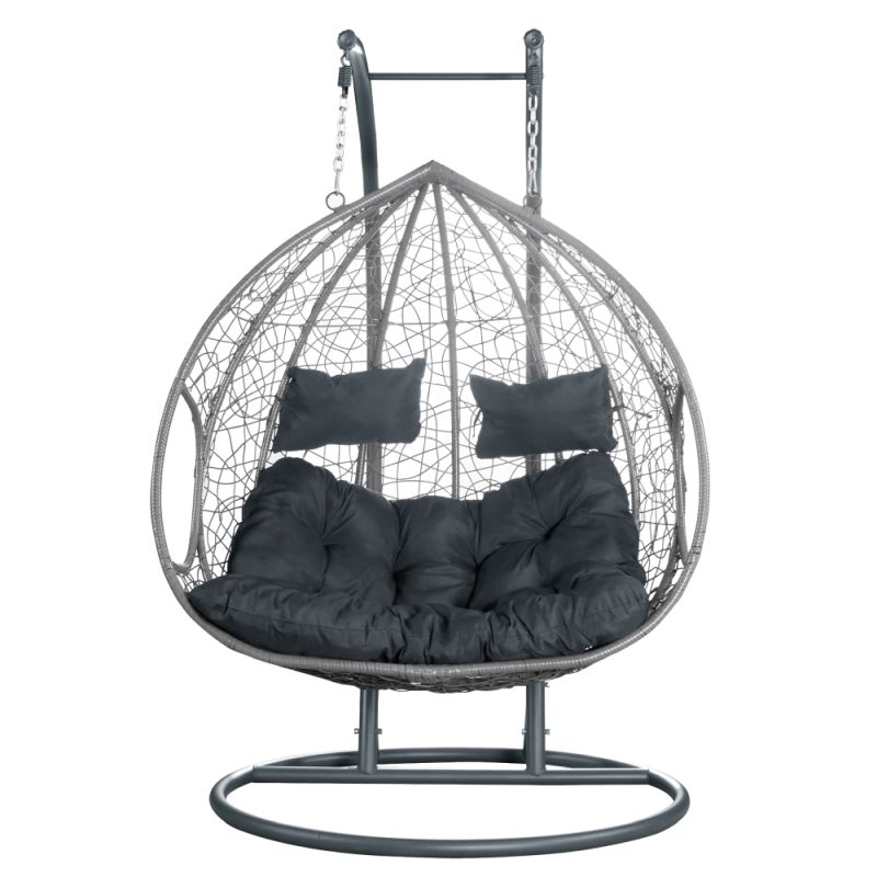 Závesné dvojkreslo s elegantným dizajnom, sivé