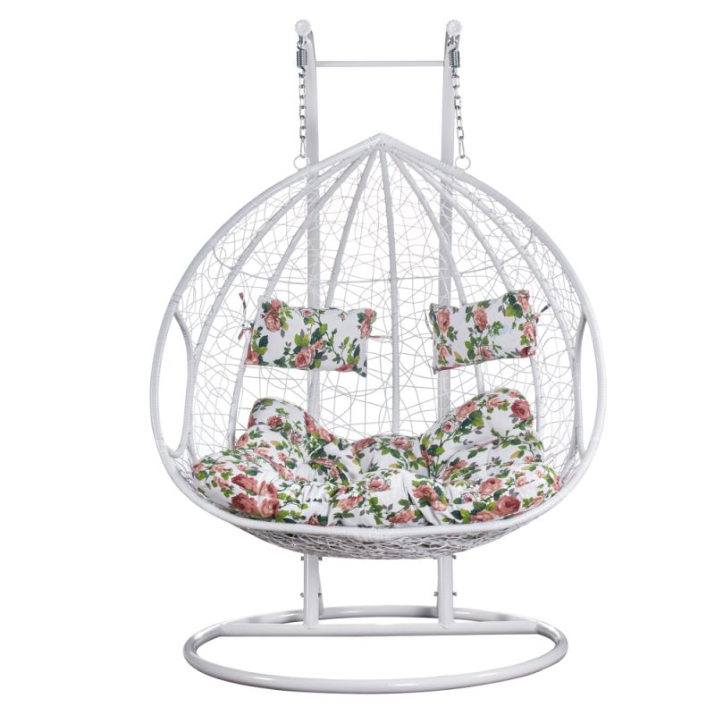 Závesné dvojkreslo s elegantným dizajnom, biele