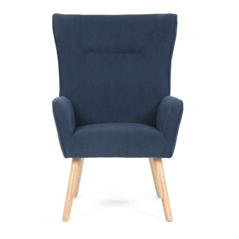 Moderné elegantné kreslo, poťah modrá menčestrová látka