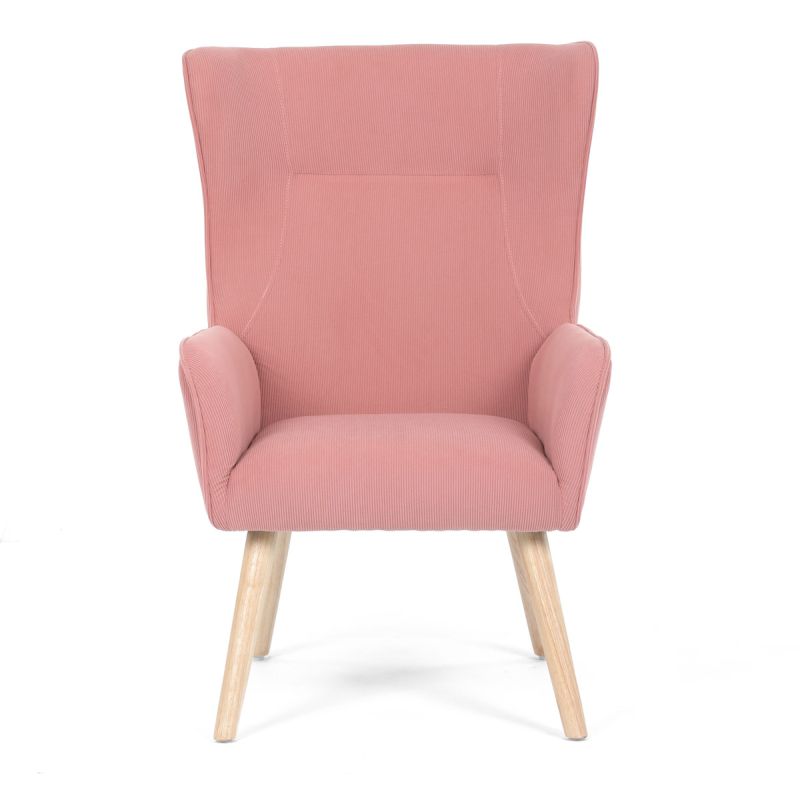 Moderné elegantné kreslo, poťah ružová menčestrová látka