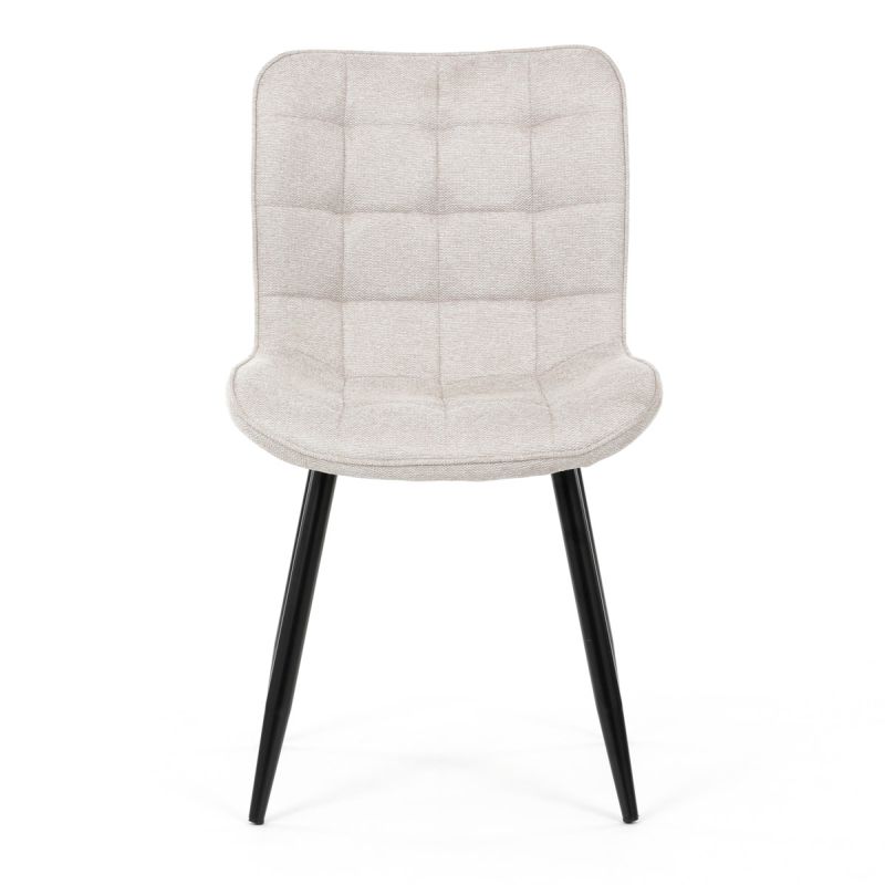 Stolička jedálenská, čalúnená béžovou látkou, čierne nohy