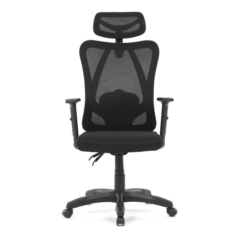 Moderná kancelárska stolička v čiernom sieťovanom dizajne