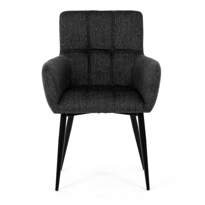 Elegantná tmavo sivá jedálenská stolička s podrúčkami