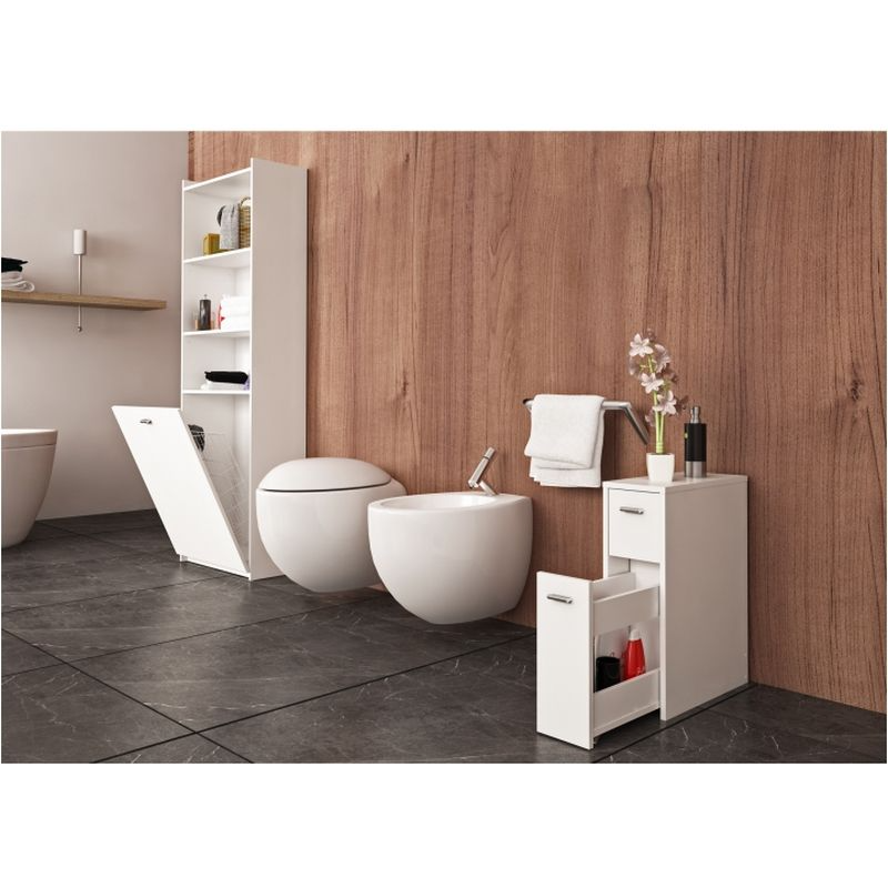 Úzka kúpeľňová skrinka, biela