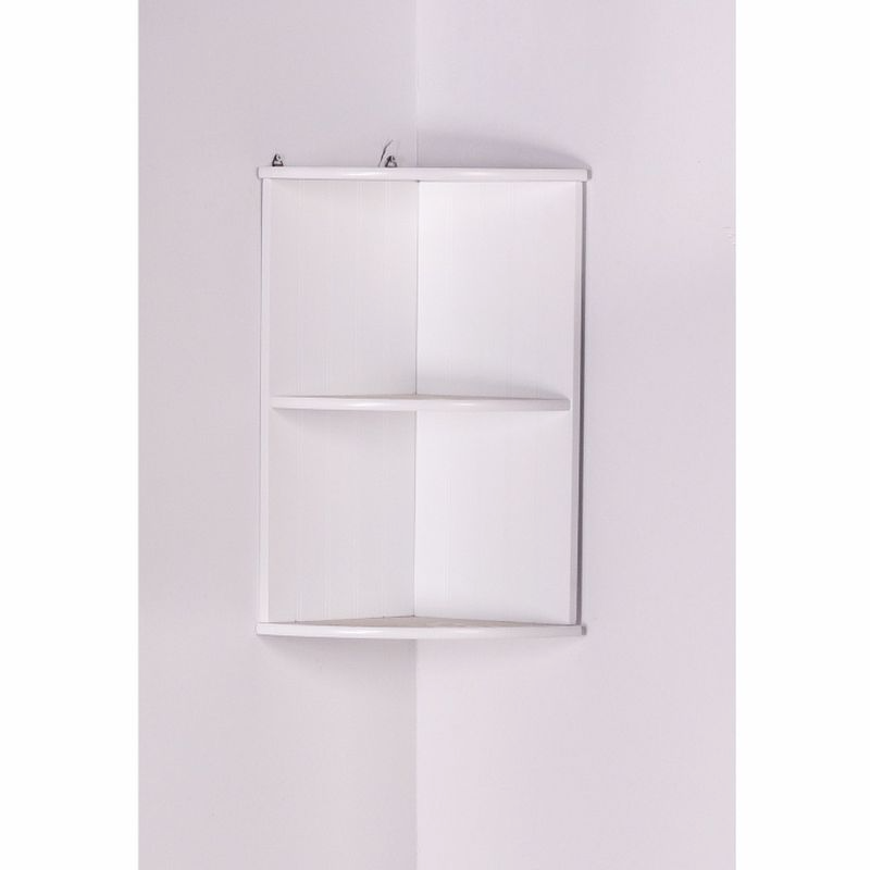 Závesná rohová polica do kúpeľne, biela