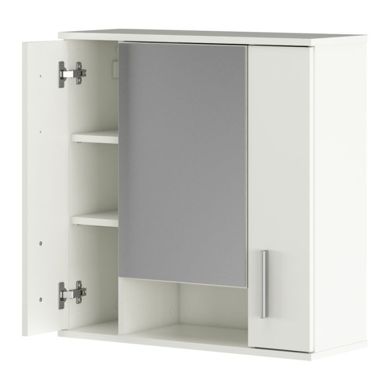 Závesná skrinka do kúpeľne so zrkadlom, matná biela