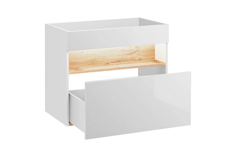 Kúpeľňová skrinka 820 dub wotan/alpská biela/biely vysoký lesk