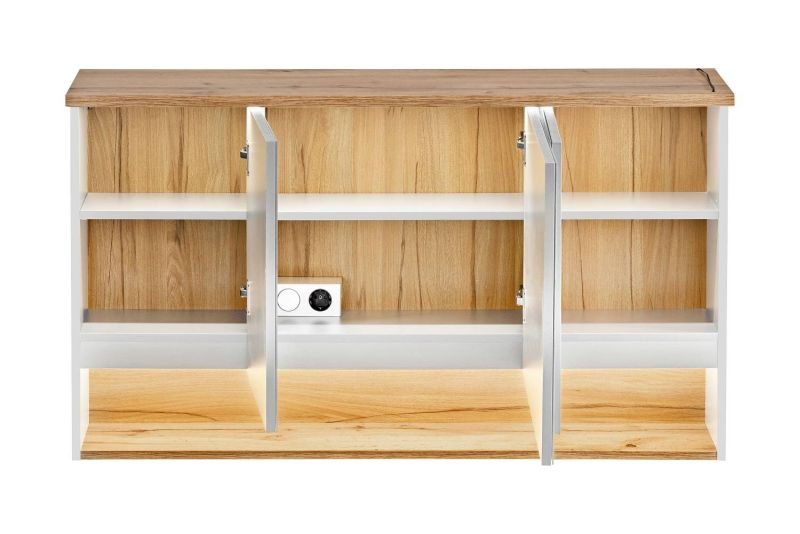 Kúpeľňová skrinka 843 dub wotan/alpská biela/biely vysoký lesk