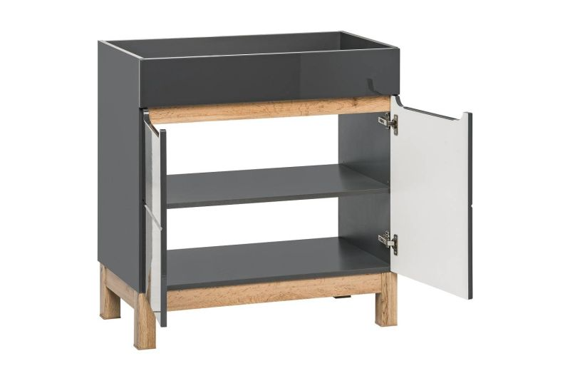 Kúpeľňová skrinka 821 sivá/sivý vysoký lesk