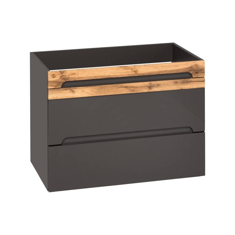 Kúpeľňová skrinka 824 sivý vysoký lesk/dub wotan