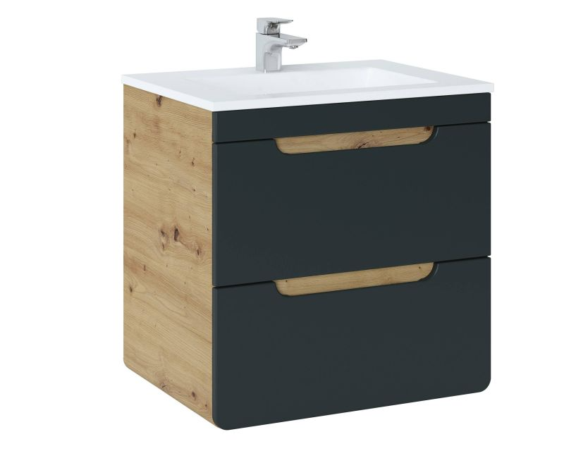 Kúpeľňová skrinka 820 dub artisan/čierny mat