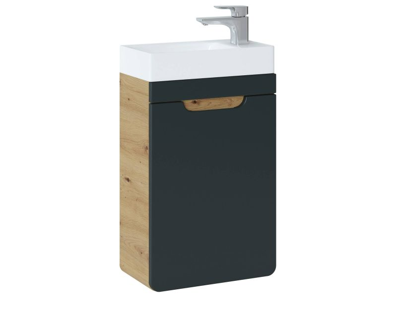 Kúpeľňová skrinka 826 dub artisan/čierny mat