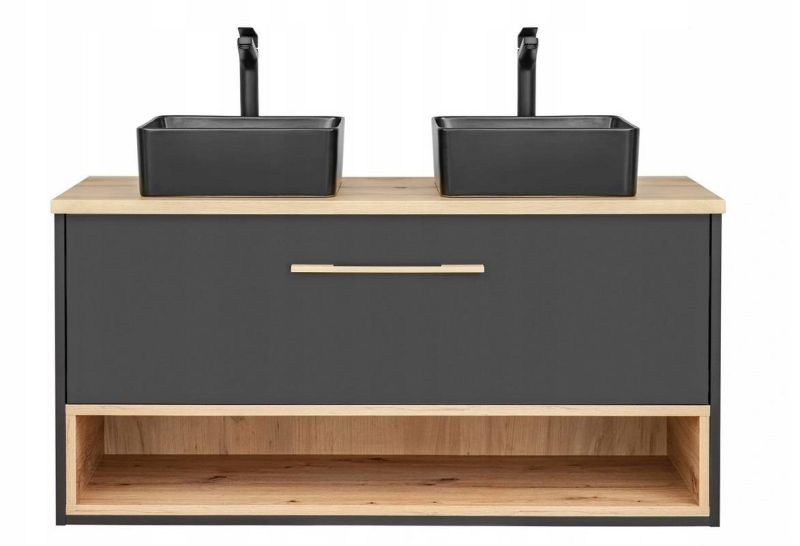 Skrinka do kúpeľne 854 sivá/dub artisan