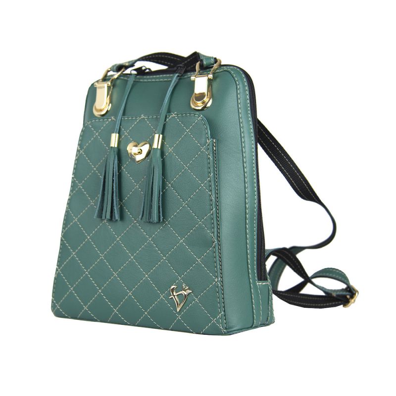 Luxusný kožený ruksak z pravej hovädzej kože 8668 v zelenej farbe