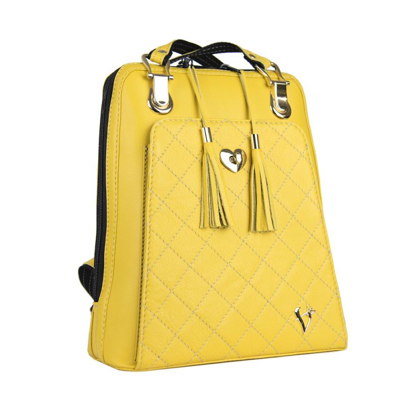 Luxusný kožený ruksak z pravej hovädzej kože 8668 v žltej farbe